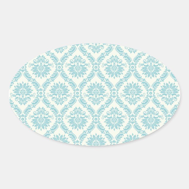 Aquamarin Blue Damask Umschlag Aufkleber Gastgesch (Vorderseite)
