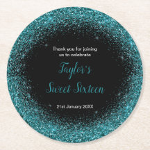 Aquamarin Blue Dress Imitate Glitzer Sweet 16 Birt