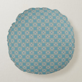 Aquamarin Blue Elegance Geometric Round Pillow Rundes Kissen