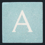 Aquamarin Blue Elegante Glitzer & Sparkle Monogram Steinuntersetzer<br><div class="desc">Aquamarines Aqua Blue Imitats Glitzer und Sparkle Elegant Stone Tile. Diese Stein-Tiles können auf Ihren Anfangs- und Vornamen angepasst werden und machen ein perfektes Sweet 16 Birthday,  Wedding oder Weihnachtsgeschenk.</div>