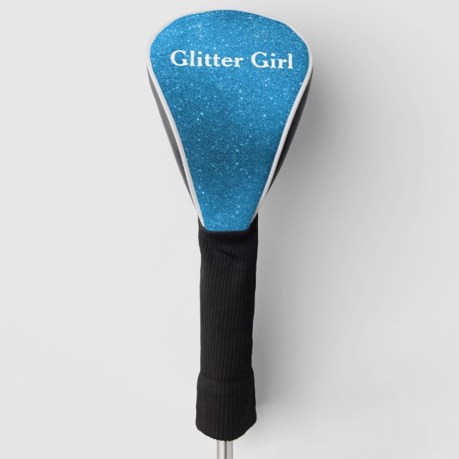 Aquamarin Blue Glitzer Girl Zeigen Sie Ihren Glamo Golf Headcover (Vorderseite)