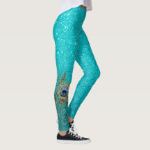 Aquamarin Blue Glitzer Glam mit Peacock Feather
