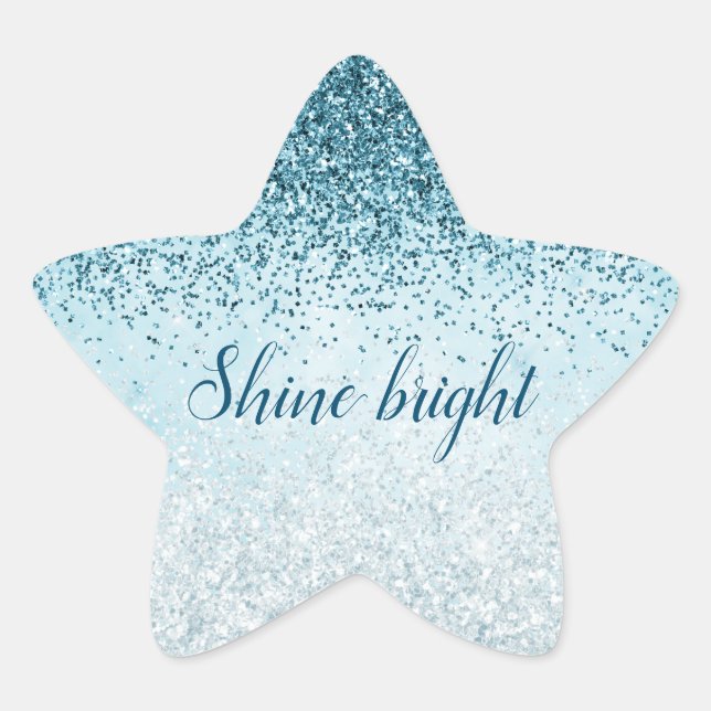 Aquamarin Blue Glitzer Glitz Funkelglasur Stern-Aufkleber (Vorderseite)