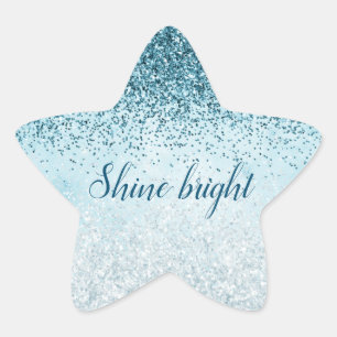 Aquamarin Blue Glitzer Glitz Funkelglasur Stern-Aufkleber