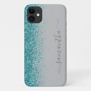 Aquamarin Blue Glitzer Ombre Handgeschriebener Ind Case-Mate iPhone Hülle