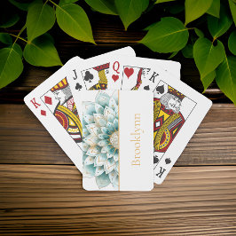 Aquamarin Blue Gold Floral Mandala Personalisiert Spielkarten