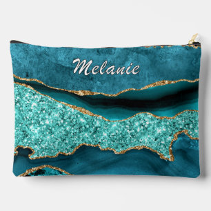 Aquamarin Blue Gold Glitzer Aqua Türkis Individuel Zubehörtasche