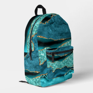 Aquamarin Blue Gold Glitzer Marbella Türkis Backpa Bedruckter Rucksack