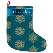 Aquamarin Blue Gold Glitzer Snowflakes Weihnachtsn