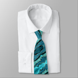 Aquamarin Blue Gold Glitzer Sparkasse Türkis Neck Krawatte