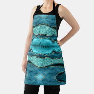 Aquamarin Blue Gold Glitzer Turquoise Individuelle Schürze