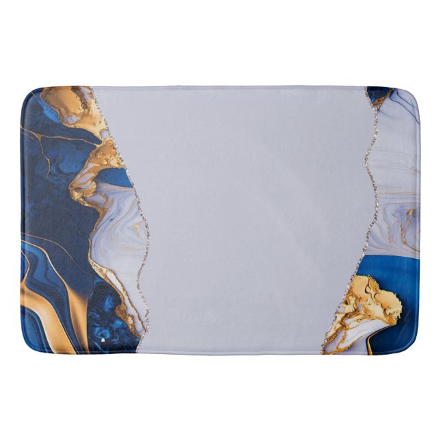 Aquamarin Blue Gold Marmor Aqua Türkis Badematte (Vorderseite)