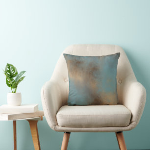 Aquamarin Blue Gold Moderne Abstrakte Kunst   Kiss Kissen