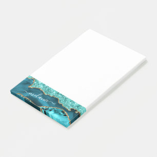 Aquamarin Blue Gold Türkise Individuelle Name Stic Post-it Klebezettel
