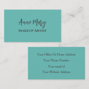 Aquamarin Blue Gray Makeup Artist Schönheitssalon Visitenkarte