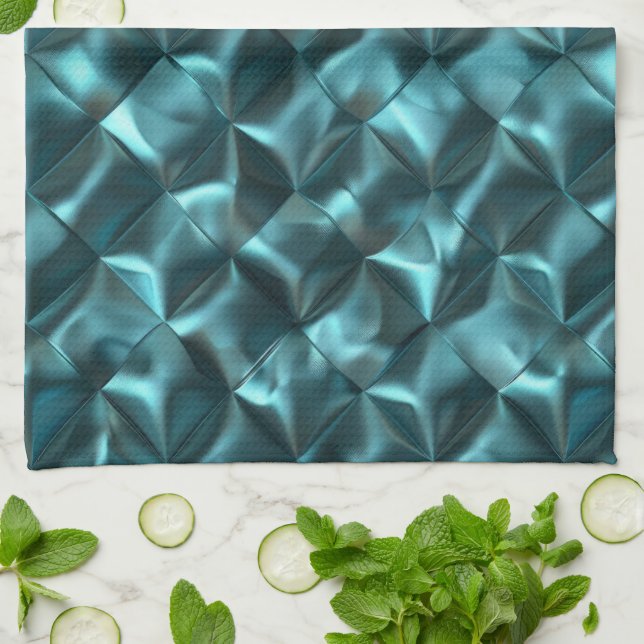 Aquamarin Blue Green Abstrakt Glam Geschirrtuch (Gefaltet)