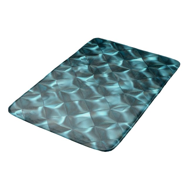 Aquamarin Blue Green Abstrakt Glam Weihnachten Badematte (Schrägansicht)