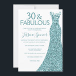 Aquamarin Blue Green Glitzer Dress 30. Geburtstag  Einladung<br><div class="desc">Aquamarin Blue Green Glitzer Dress 30. Geburtstagsfeier Party Einladung Variation zu den Einladungen und den passenden Artikeln in unserem Shop</div>