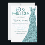 Aquamarin Blue Green Glitzer Dress 60. Geburtstags Einladung<br><div class="desc">Aquamarin Blue Green Glitzer Dress 60. Geburtstagsparty Einladung Variationen zu den Einladungen und passenden Artikeln in unserem Shop</div>