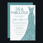 Aquamarin Blue Green Glitzer Dress Sweet 16 Party Einladung<br><div class="desc">Aquamarin Blue Green Glitzer Dress Sweet 16 Party Einladungen Variationen der Einladung und passende Artikel in unserem Shop</div>