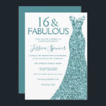 Aquamarin Blue Green Glitzer Dress Sweet 16 Party Einladung<br><div class="desc">Aquamarin Blue Green Glitzer Dress Sweet 16 Party Einladungen Variationen der Einladung und passende Artikel in unserem Shop</div>