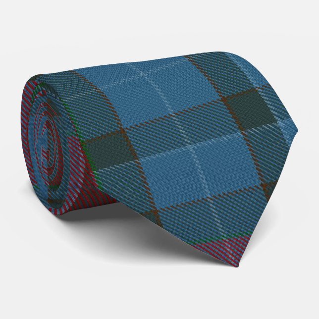 Aquamarin Blue Green Large Tartan Karierter Flanne Krawatte (Gerollt)