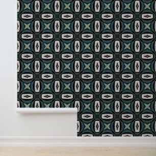 Aquamarin Blue Green Taupe Brown Bohemisch Stamm A Tapete