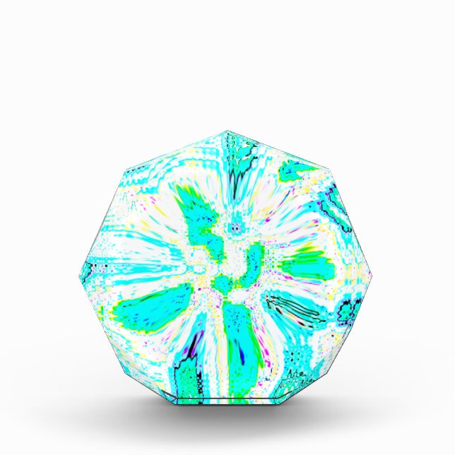 Aquamarin Blue Green Wave Blase Abstrakt farbig Co Fotoblock (Vorderseite)
