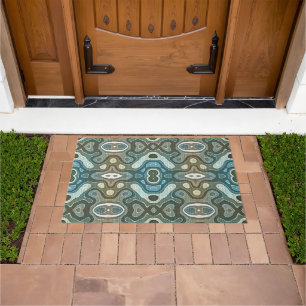Aquamarin Blue Grey Green Brown Taupe Orientale Fußmatte