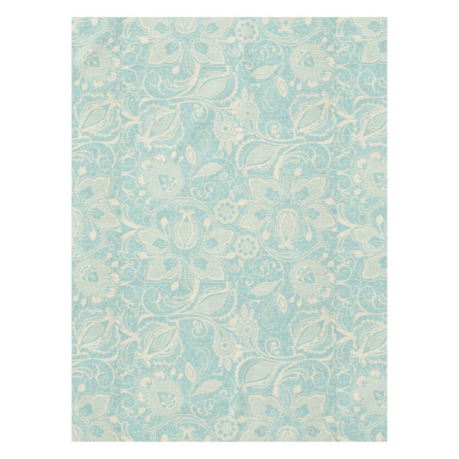 Aquamarin Blue Lace Tablecloth Tischdecke (Vorderseite)