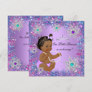 Aquamarin Blue Lila Pink Princess Baby Dusche Ethn Einladung