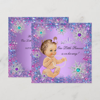 Aquamarin Blue Lila Pink Princess Babydusche Braun Einladung