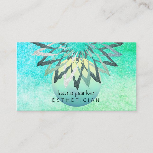 Aquamarin Blue Lotus Blume Beautician Kosmetologe Visitenkarte (Vorderseite)