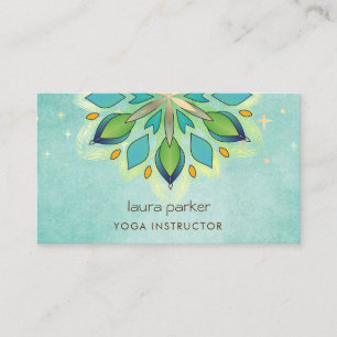 Aquamarin Blue Mandala Holistic Lotus Floral Zen Y Visitenkarte
