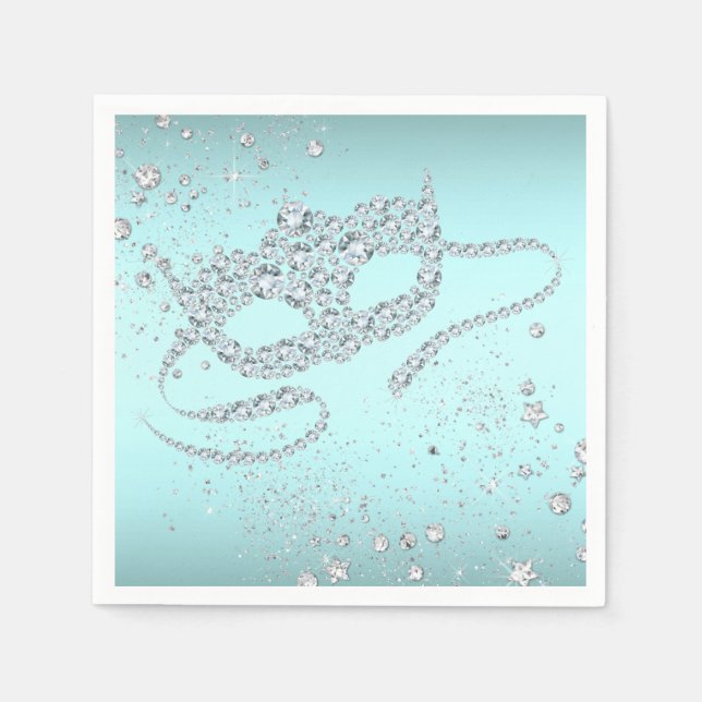 Aquamarin Blue Masquerade Party Serviette (Vorderseite)
