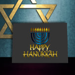 Aquamarin Blue Menorah Flames Happy Hanukkah Card Feiertagskarte<br><div class="desc">Unterkunft thematisch von Umua entworfen. Gedruckt und ausgeliefert von Zazzle oder ihren Partnern.</div>