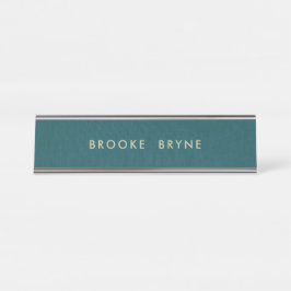 Aquamarin Blue Modern Beruflich Minimalistisch Schreibtischnamensplakette