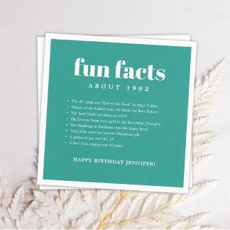 Aquamarin Blue Modern Minimal Fun Fakten Geburtsta Serviette