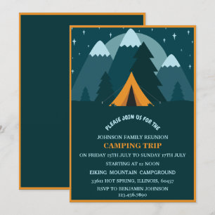 Aquamarin Blue Mountains & Zelt Camping Family Wie Einladung