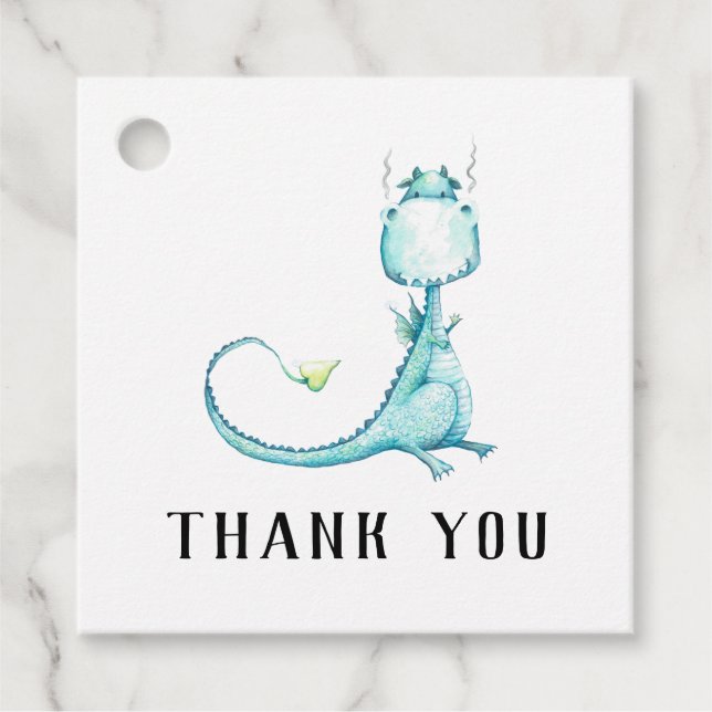 * Aquamarin Blue Niedlich Dragon Baby Dusche Viele Geschenkanhänger (Vorderseite)