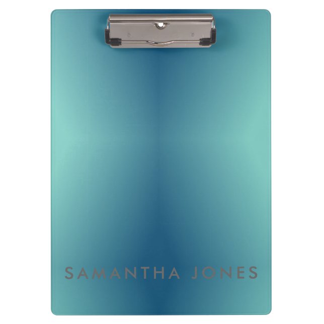 Aquamarin Blue Ombre Einfache Schlichte Personalis Klemmbrett (Vorderseite)