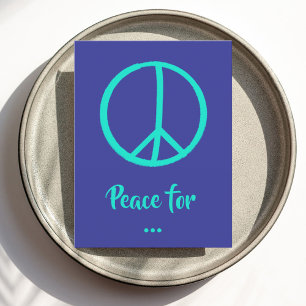 Aquamarin Blue Peace Sign Postcard - individuell a Postkarte