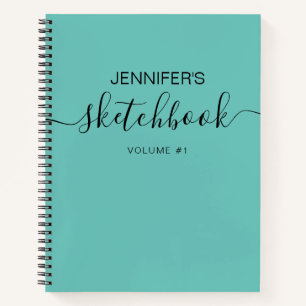 Aquamarin Blue Personalisiert Sketchbook Ihr Name Notizbuch