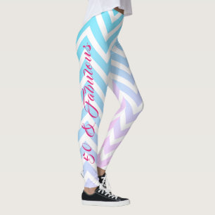 Aquamarin Blue Pink Zickzack Girly Chic 50 & Fabul Leggings