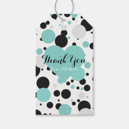 Aquamarin Blue Polka Dots Glam Party Vielen Dank Geschenkanhänger