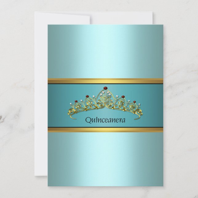 Aquamarin Blue Princess Quinceanera Einladungen (Vorderseite)