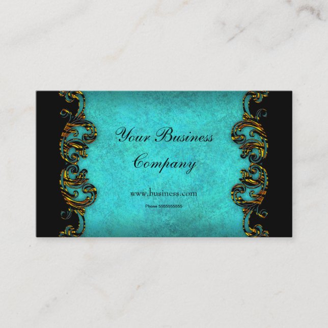 Aquamarin Blue Profile Exotic Gold Black Elegany K Visitenkarte (Vorderseite)