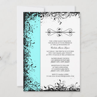 Aquamarin Blue Quinceanera Einladung