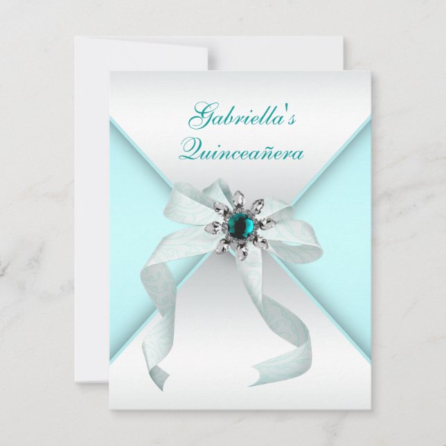 Aquamarin Blue Quinceanera Einladung (Vorderseite)