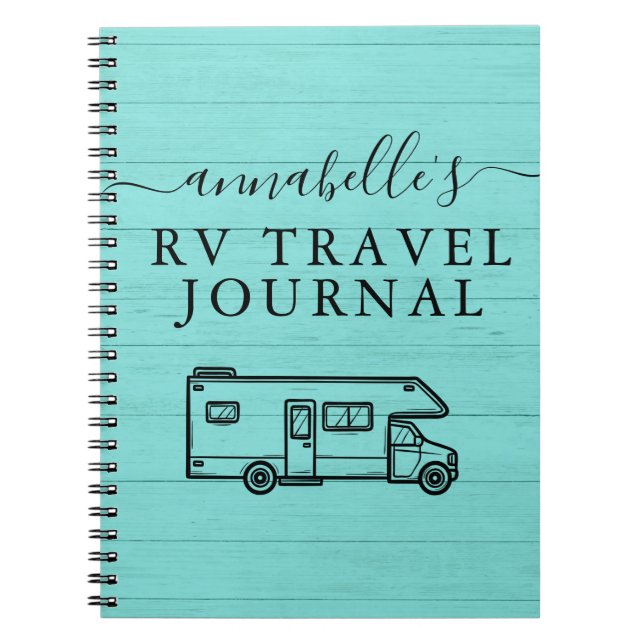 Aquamarin Blue Rustic Camping Woods RV Travel Jour Notizblock (Vorderseite)